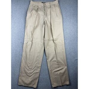 Vintage Polo Ralph Lauren Pants Mens 32x34 (30x33) Khaki Pleatrd Chino USA 90s